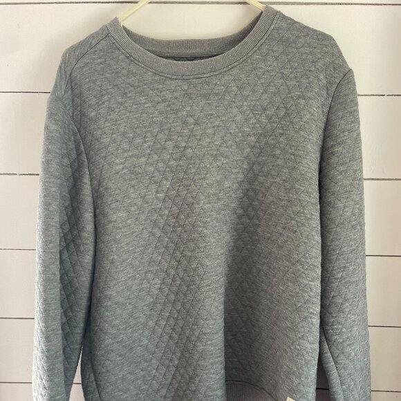 Marine Layer: Corbet Quilted Crewneck in Light Heather Grey - Large / Light Heat - Picture 1 of 4